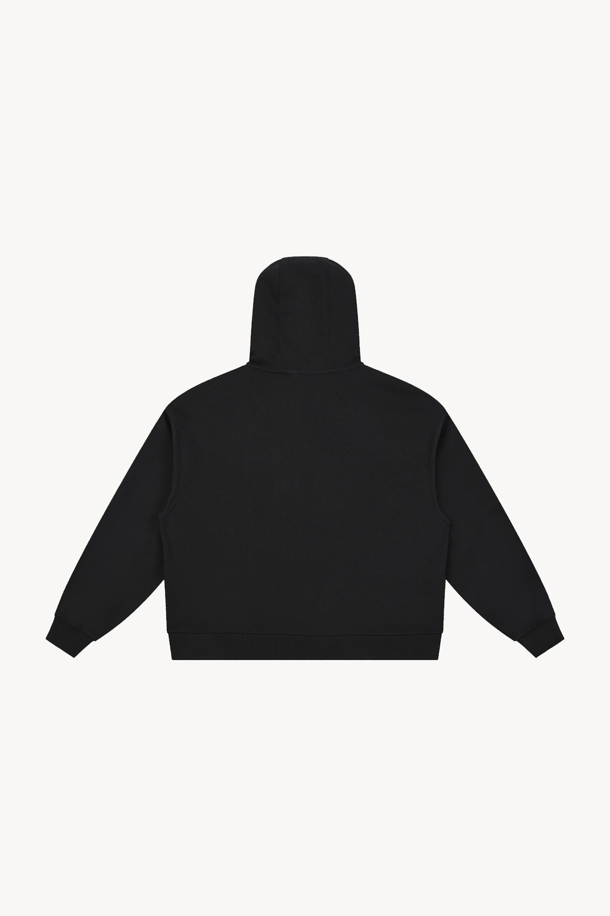 Boxy Button Placket Hoodie - Black