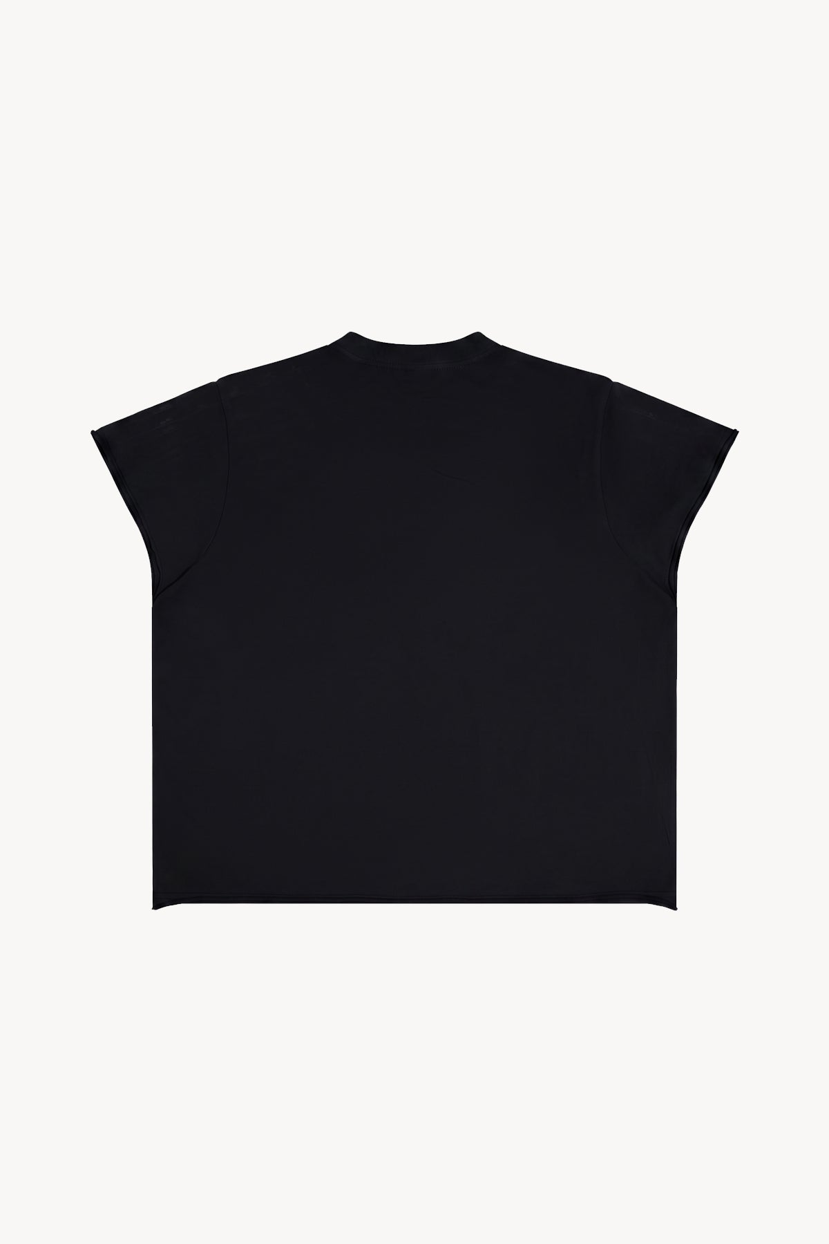 Boxy Raw Edge T-Shirt - Black