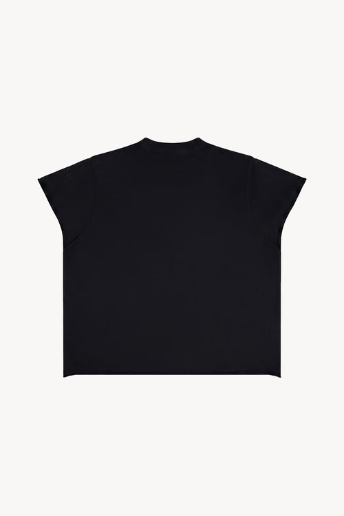 Boxy Raw Edge T-Shirt - Black