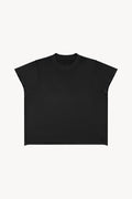 Boxy Raw Edge T-Shirt - Black