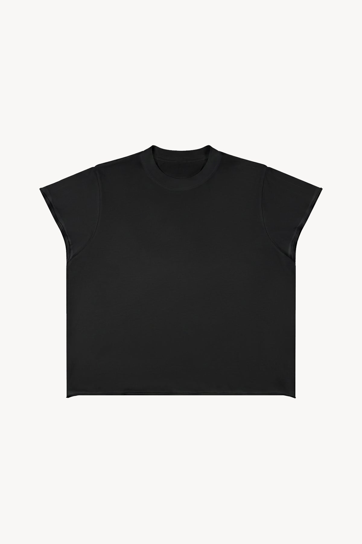 Boxy Raw Edge T-Shirt - Black