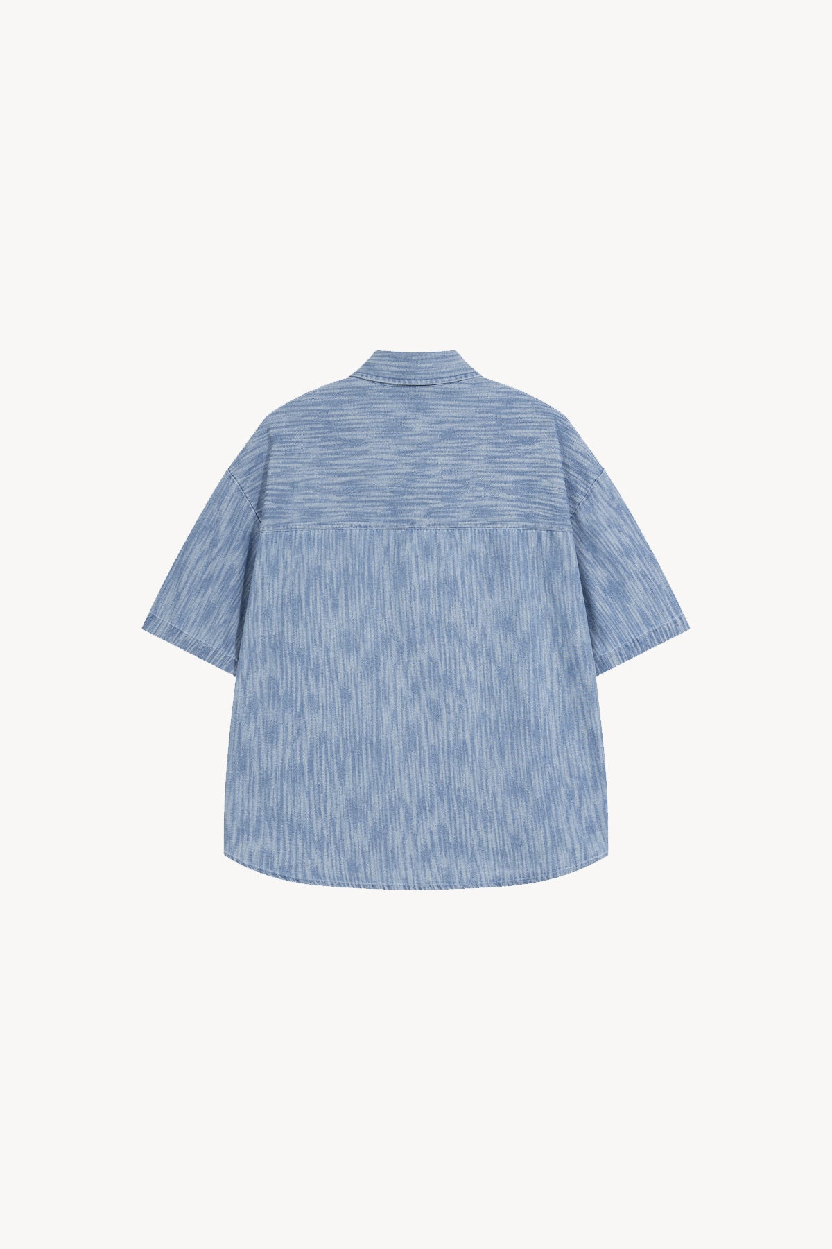 Boxy Vintage Wash Denim Shirt - Blue