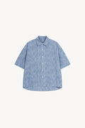 Boxy Vintage Wash Denim Shirt - Blue