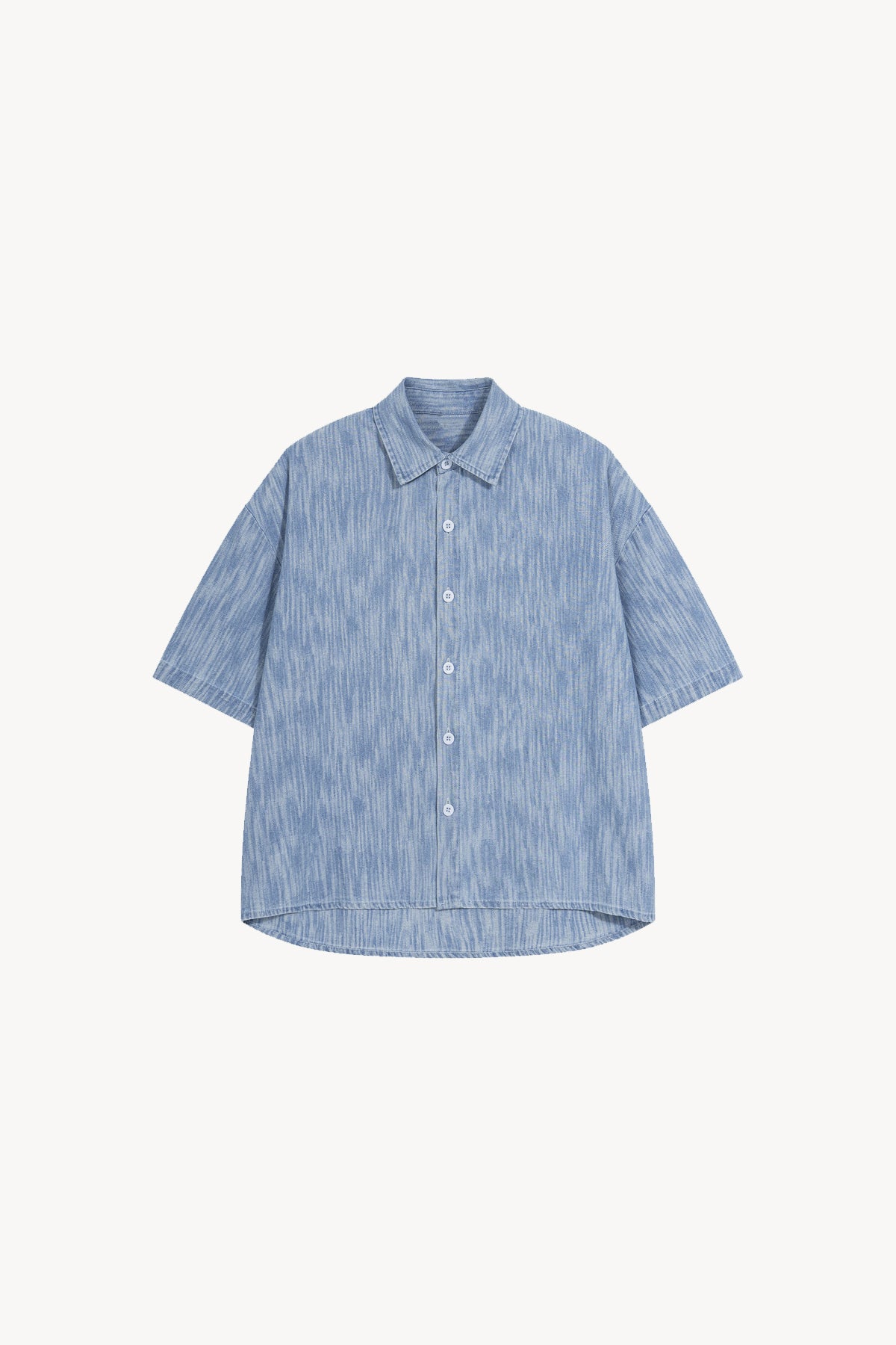 Boxy Vintage Wash Denim Shirt - Blue