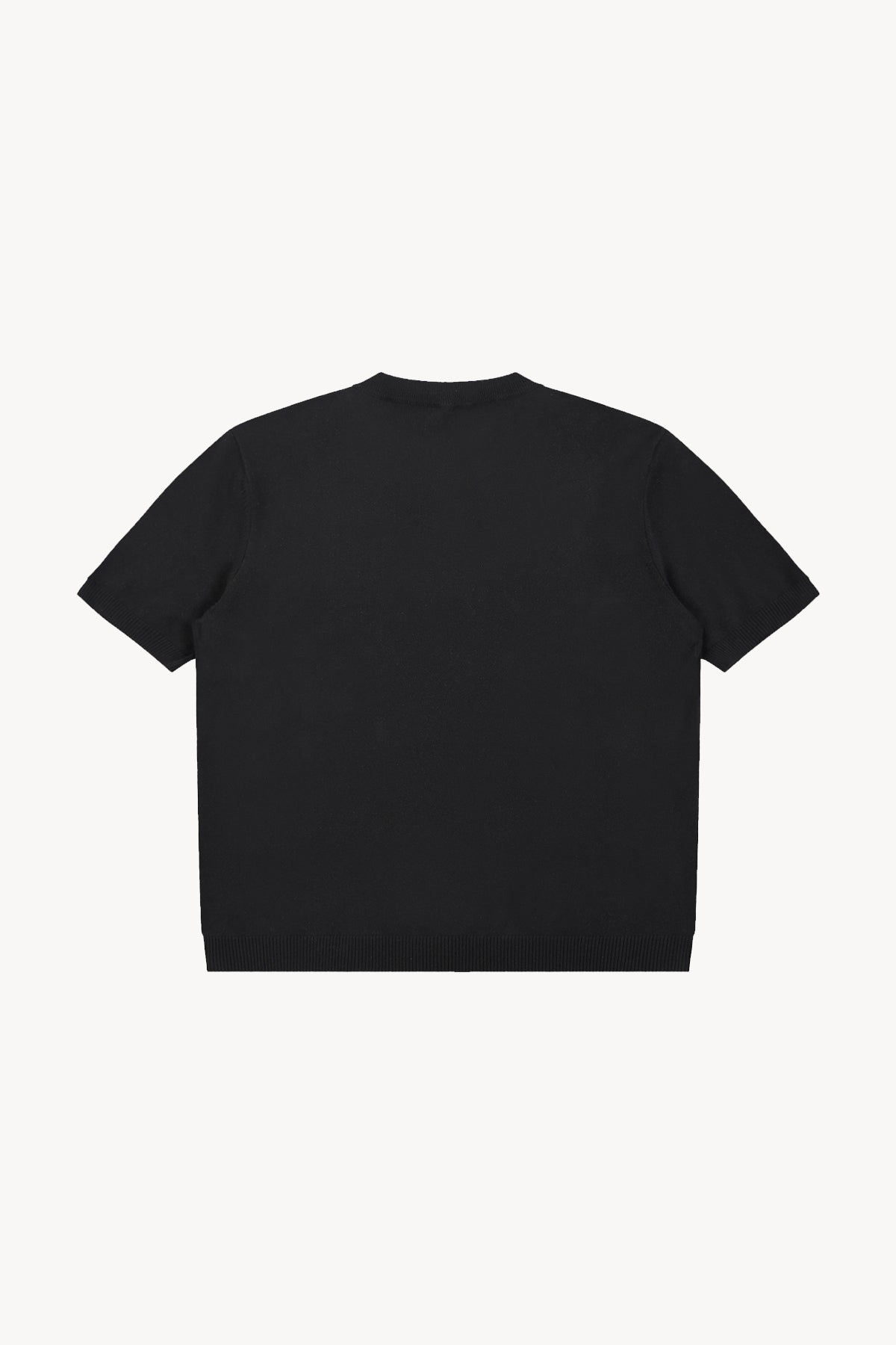 Cotton Knit Henley T-Shirt - Black