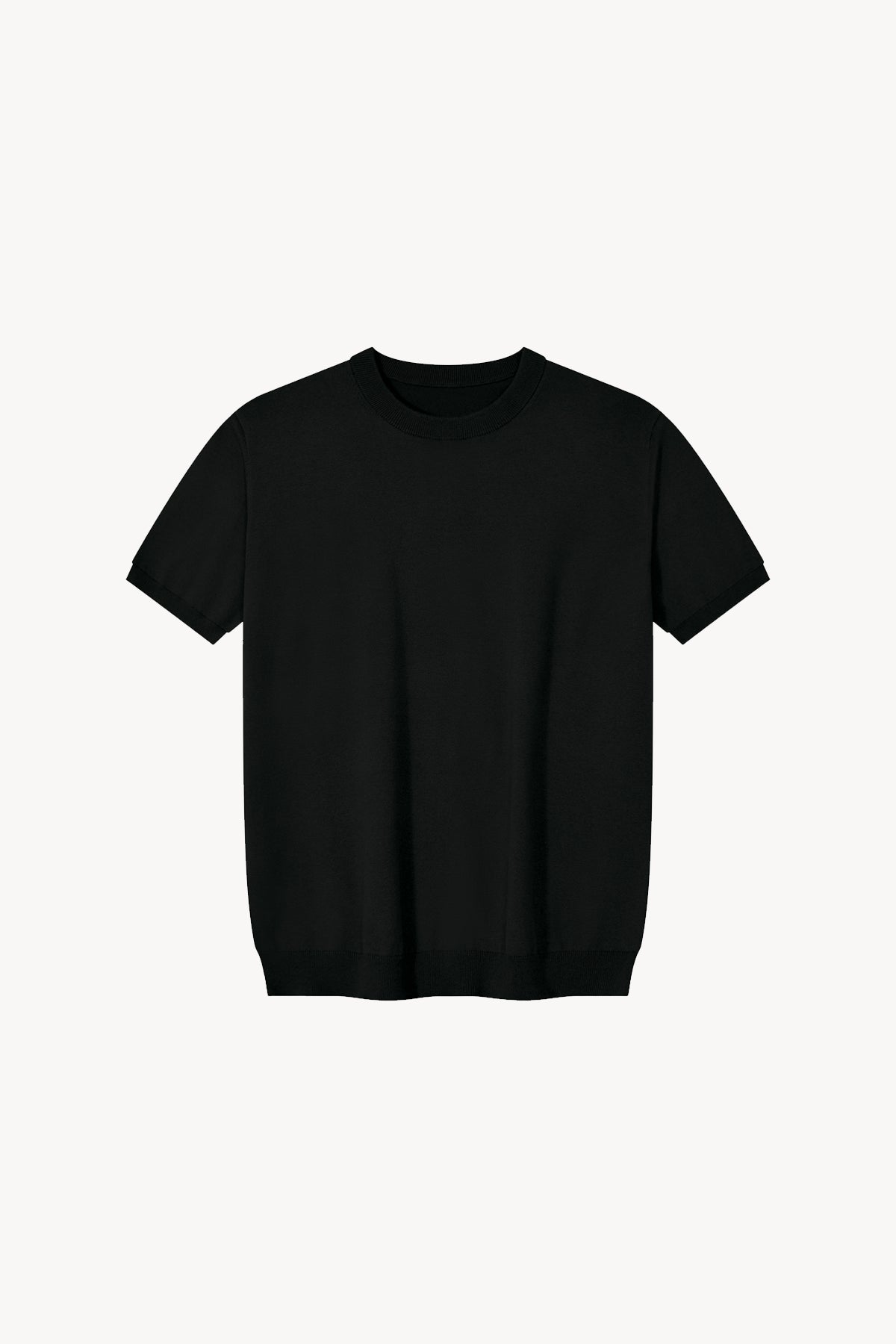 Crewneck Knit T-Shirt - Black