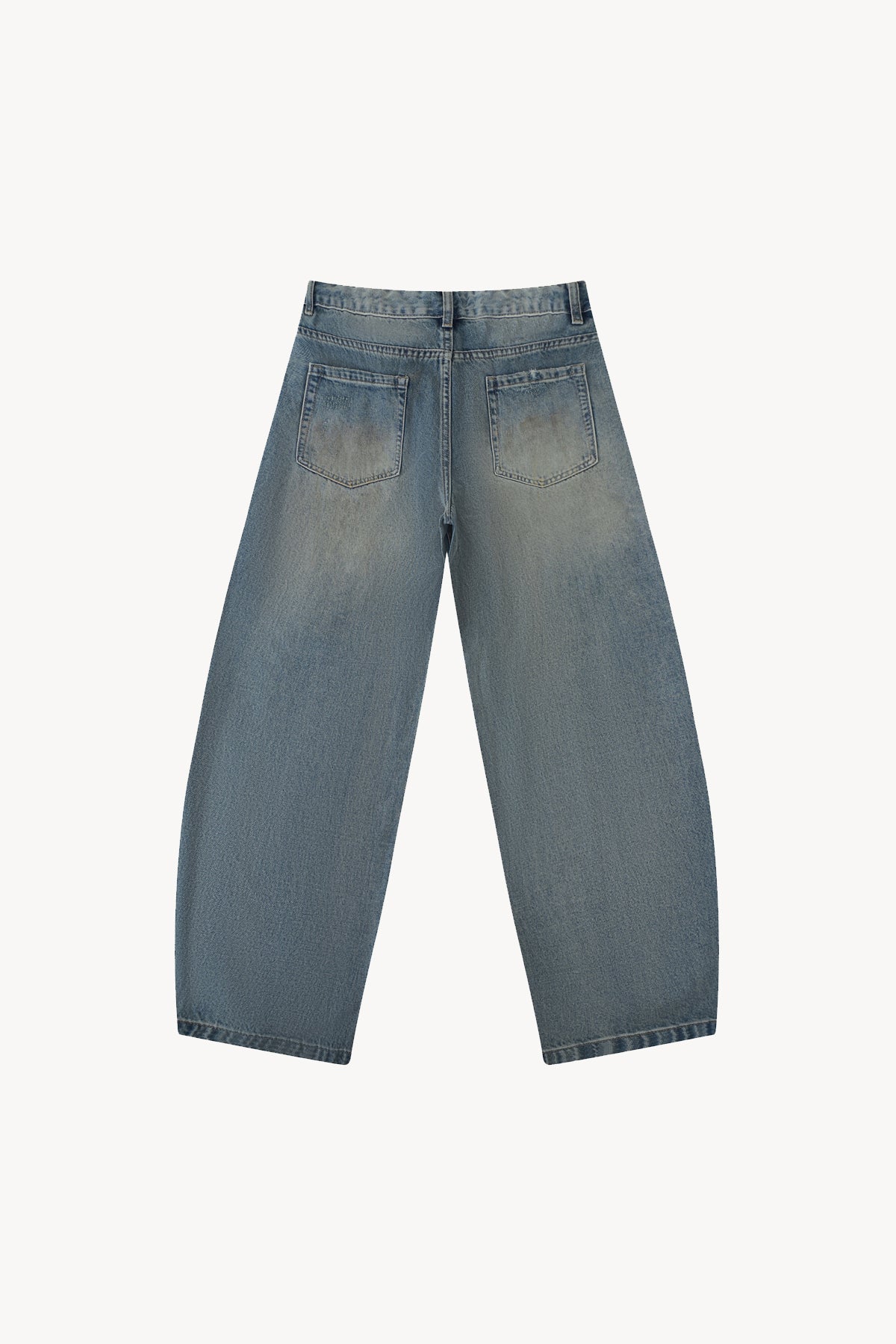 Distressed Barrel Leg Jeans - Blue