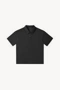 Drop Shoulder Short-Sleeve Polo - Black