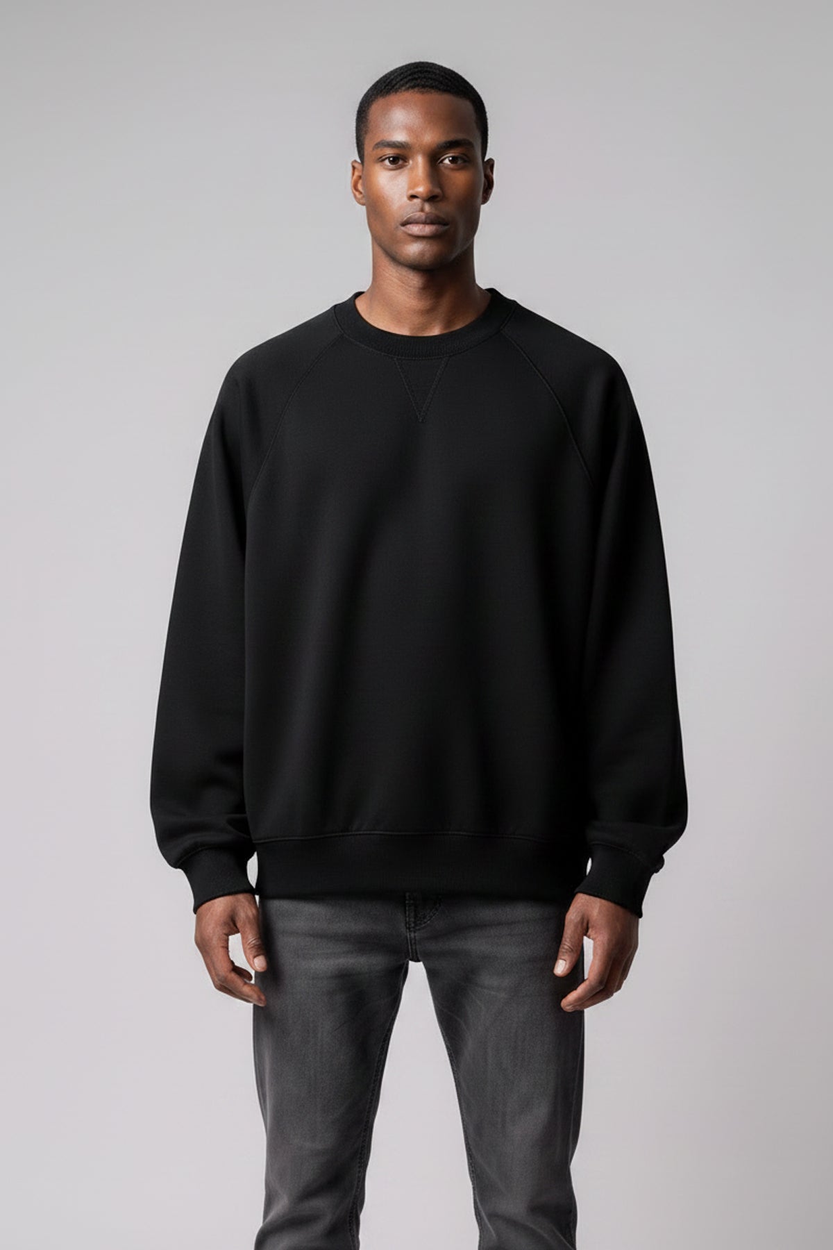 Essential Heavyweight Dolman Sleeve Boxy Sweatshirt - Black