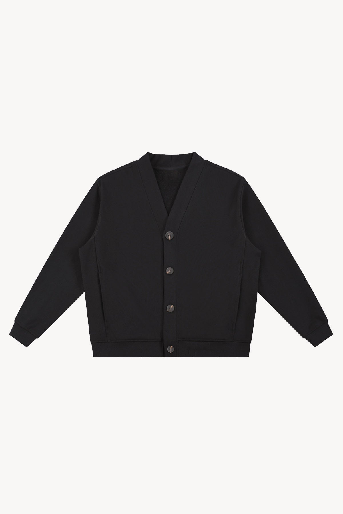 Essential Heavyweight Sweat Cardigan - Black