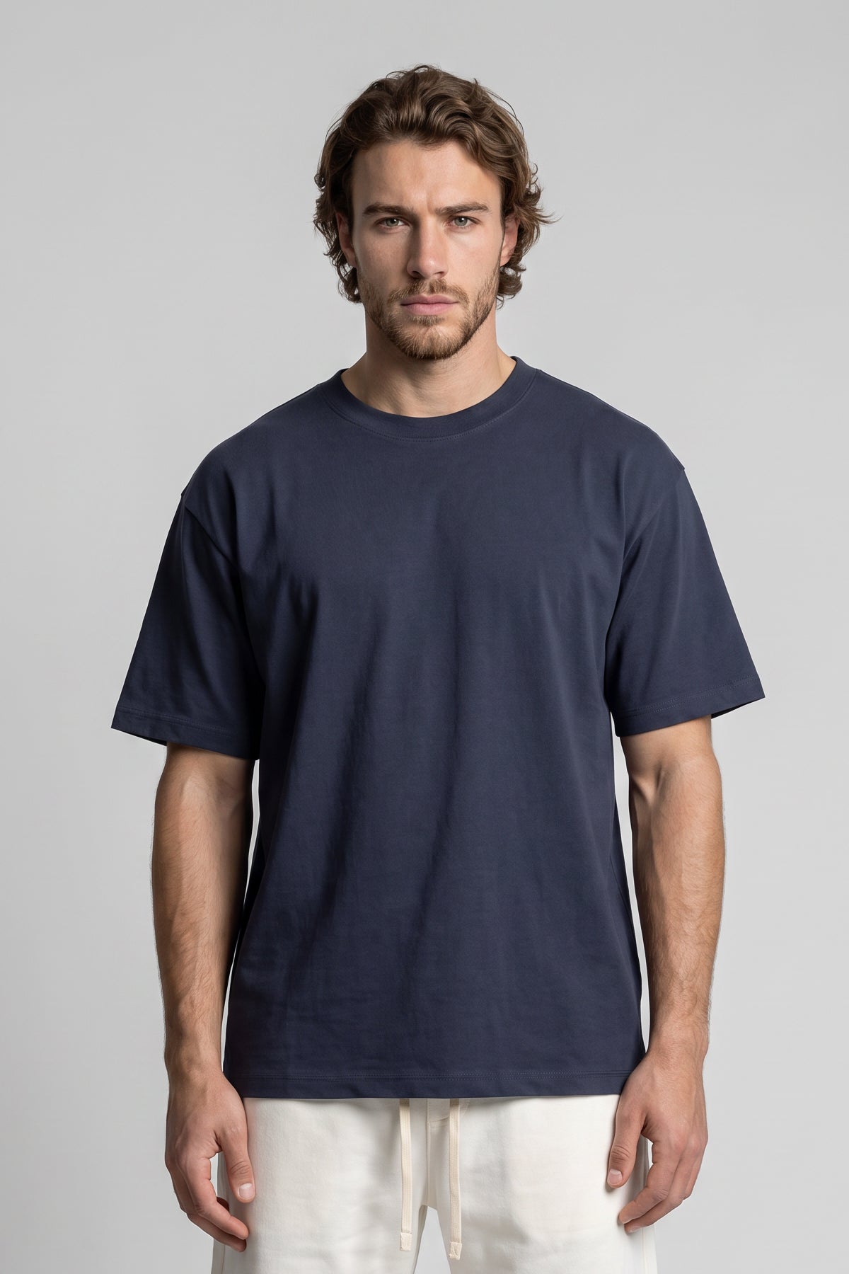 Essential Oversized Cotton T-Shirt - Navy Blue