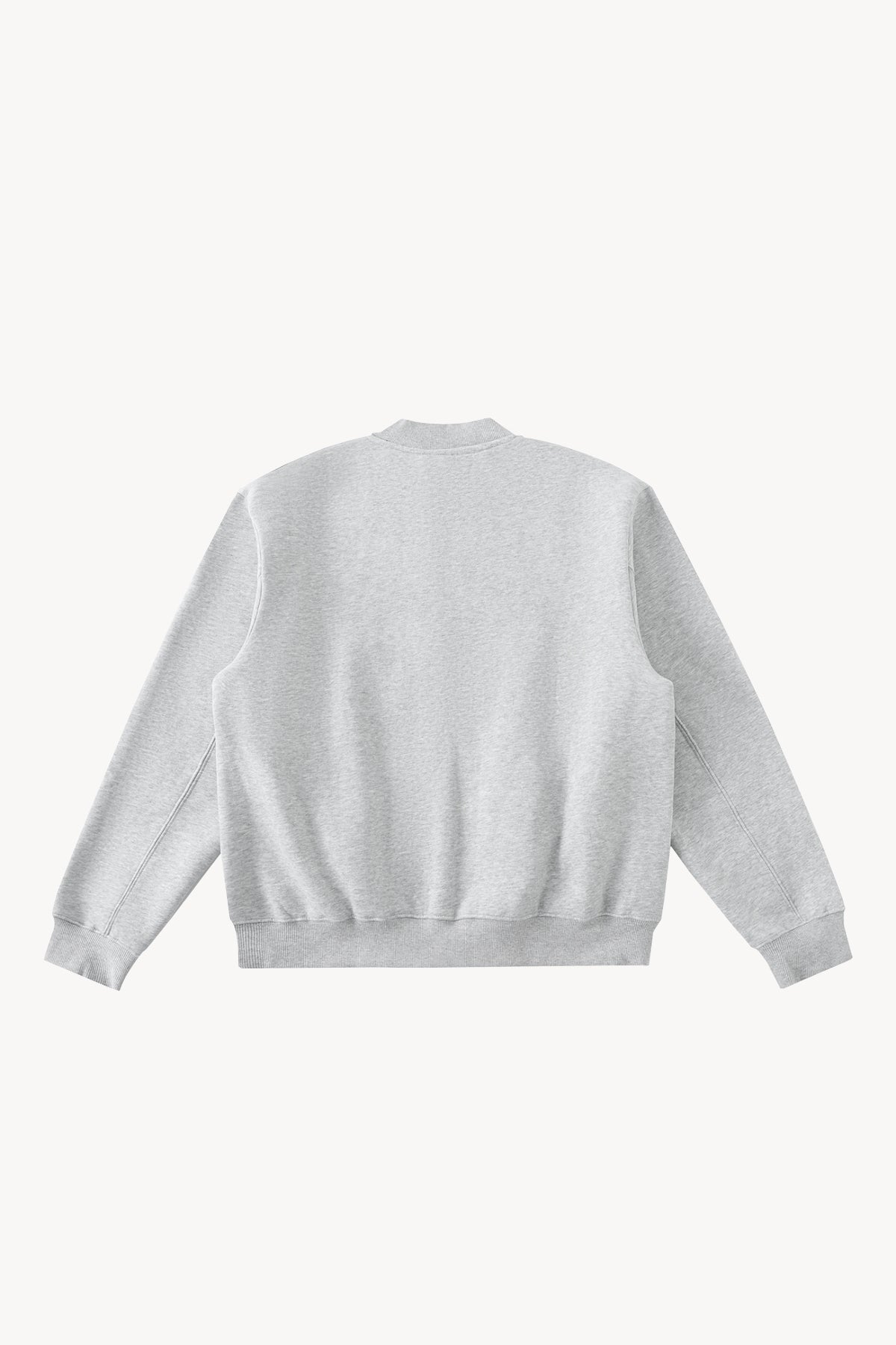 Essential Zip-Up Fleeced Varsity Jacket - Flower Gray