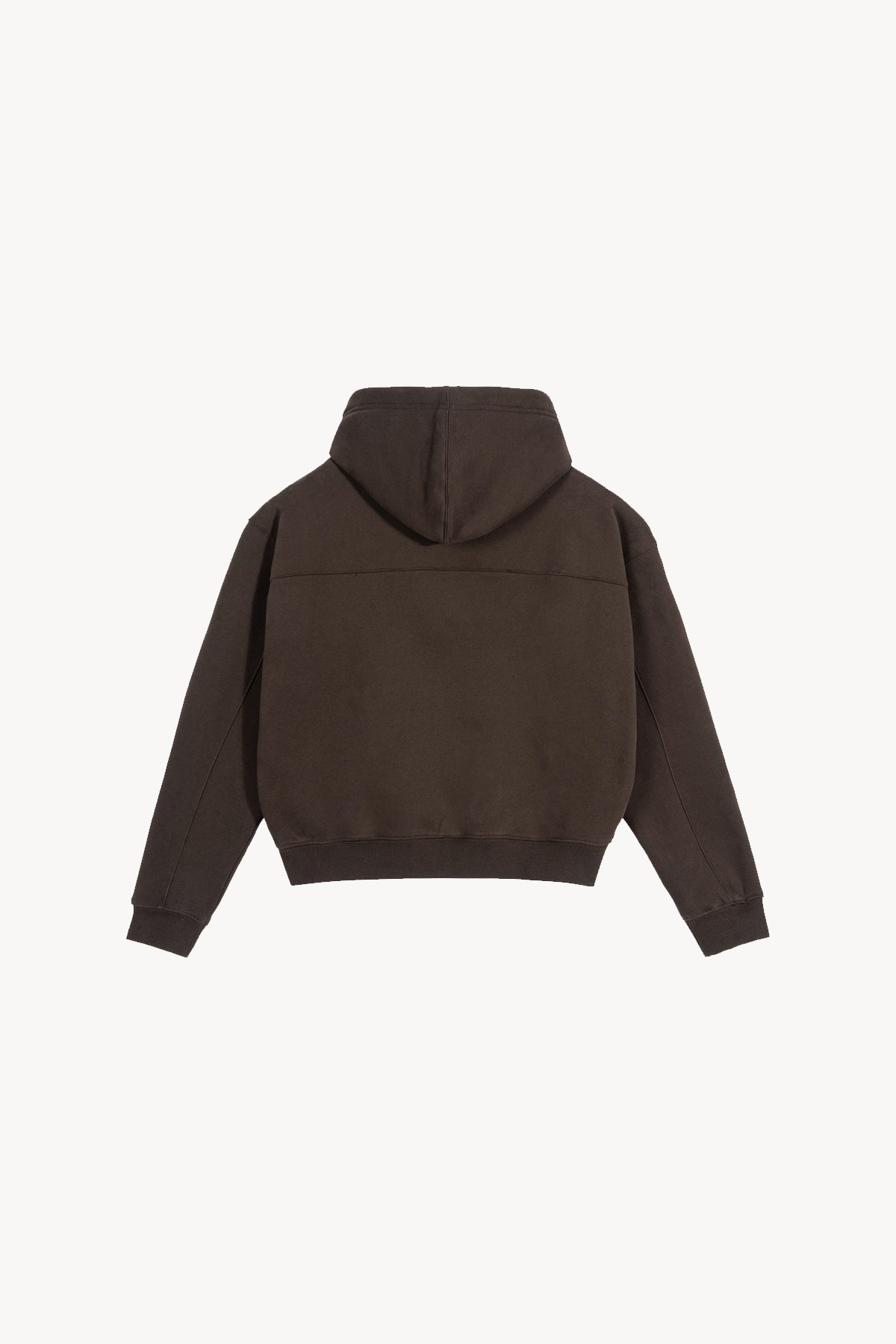 Fleece Zip-Up Boxy Hoodie - Brown
