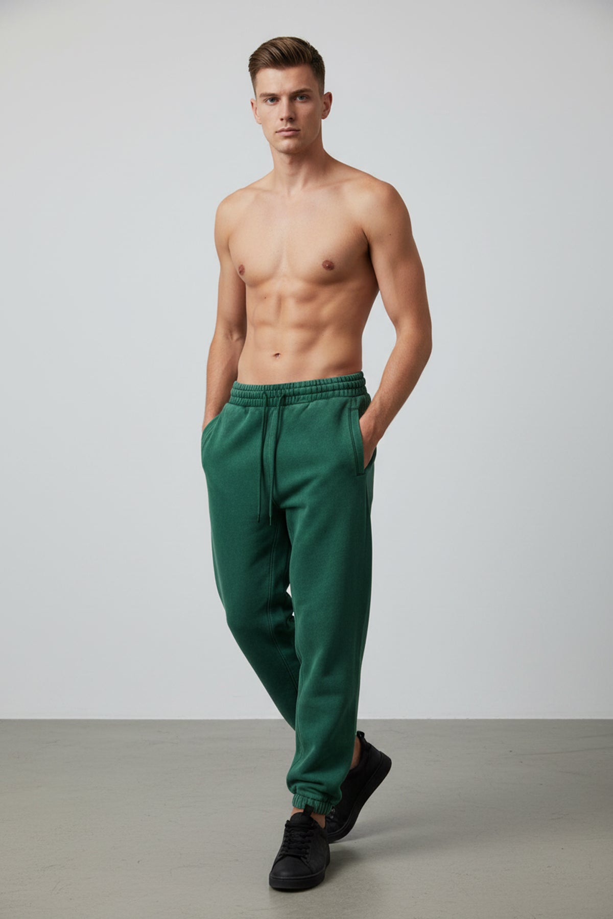 Fleeced Jogger Sweatpants - Dark Green