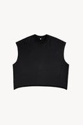 French Terry Boxy Tank Top - Black