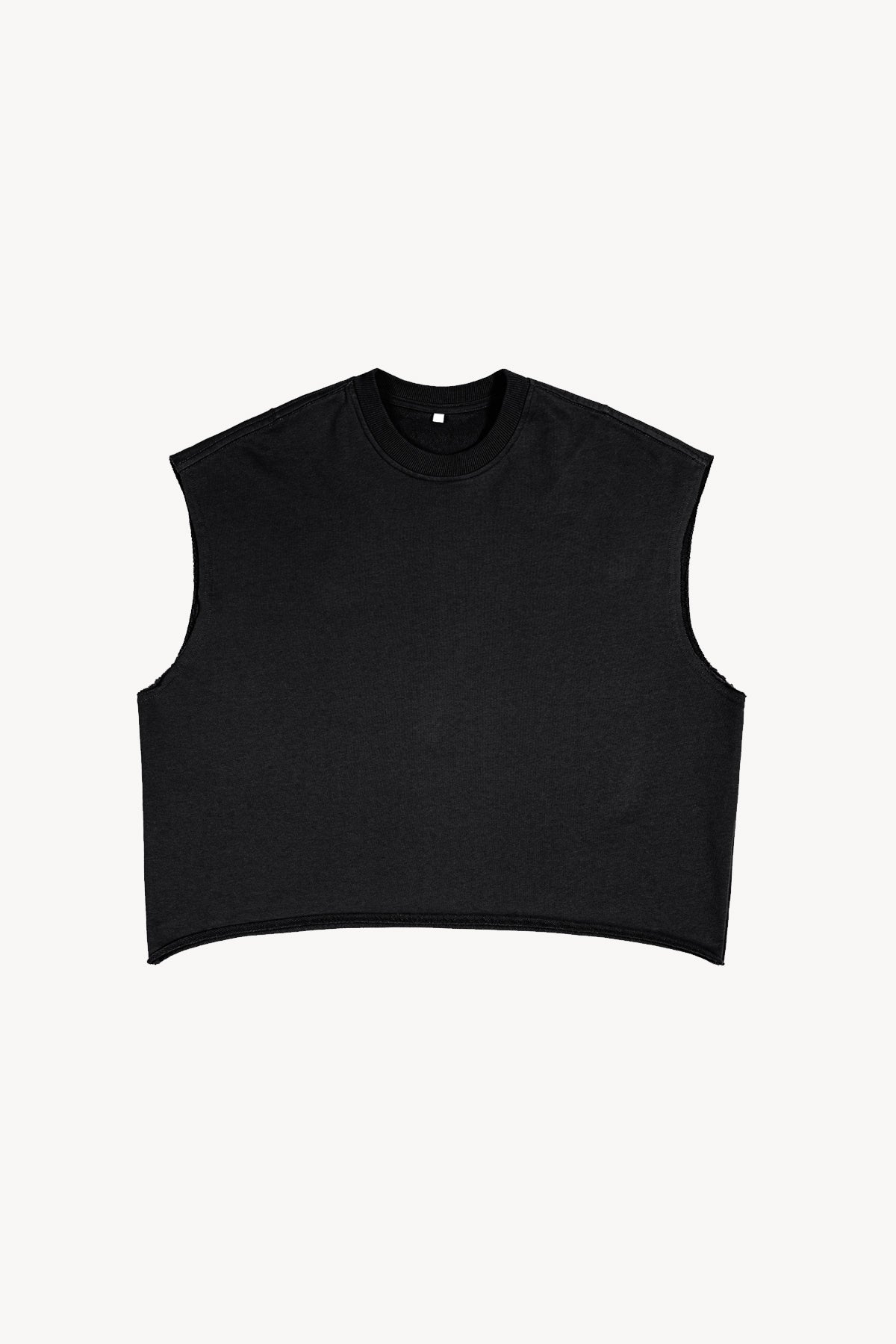 French Terry Boxy Tank Top - Black