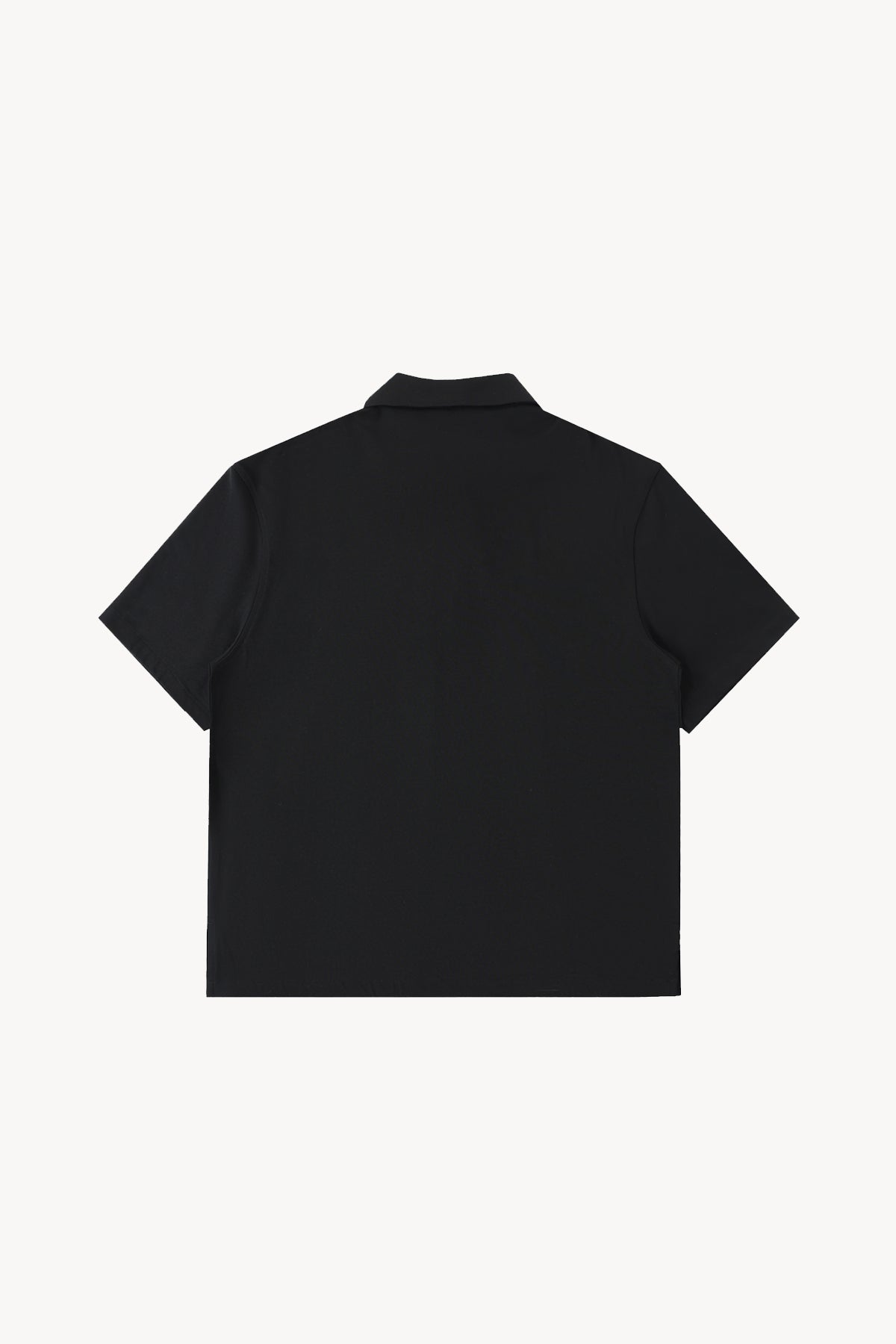 Half-Zip Cotton Polo Shirt - Black