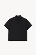 Half-Zip Cotton Polo Shirt - Black