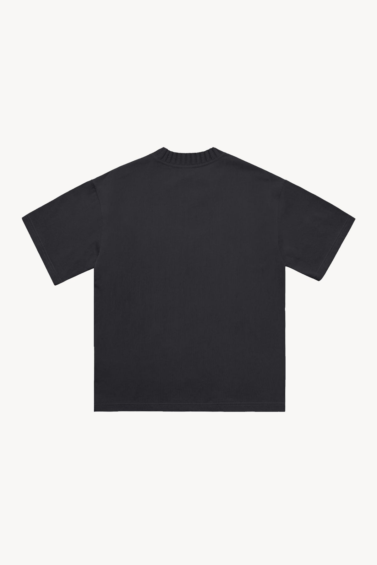 Heavyweight Knitted Round Neck T-Shirt - Black