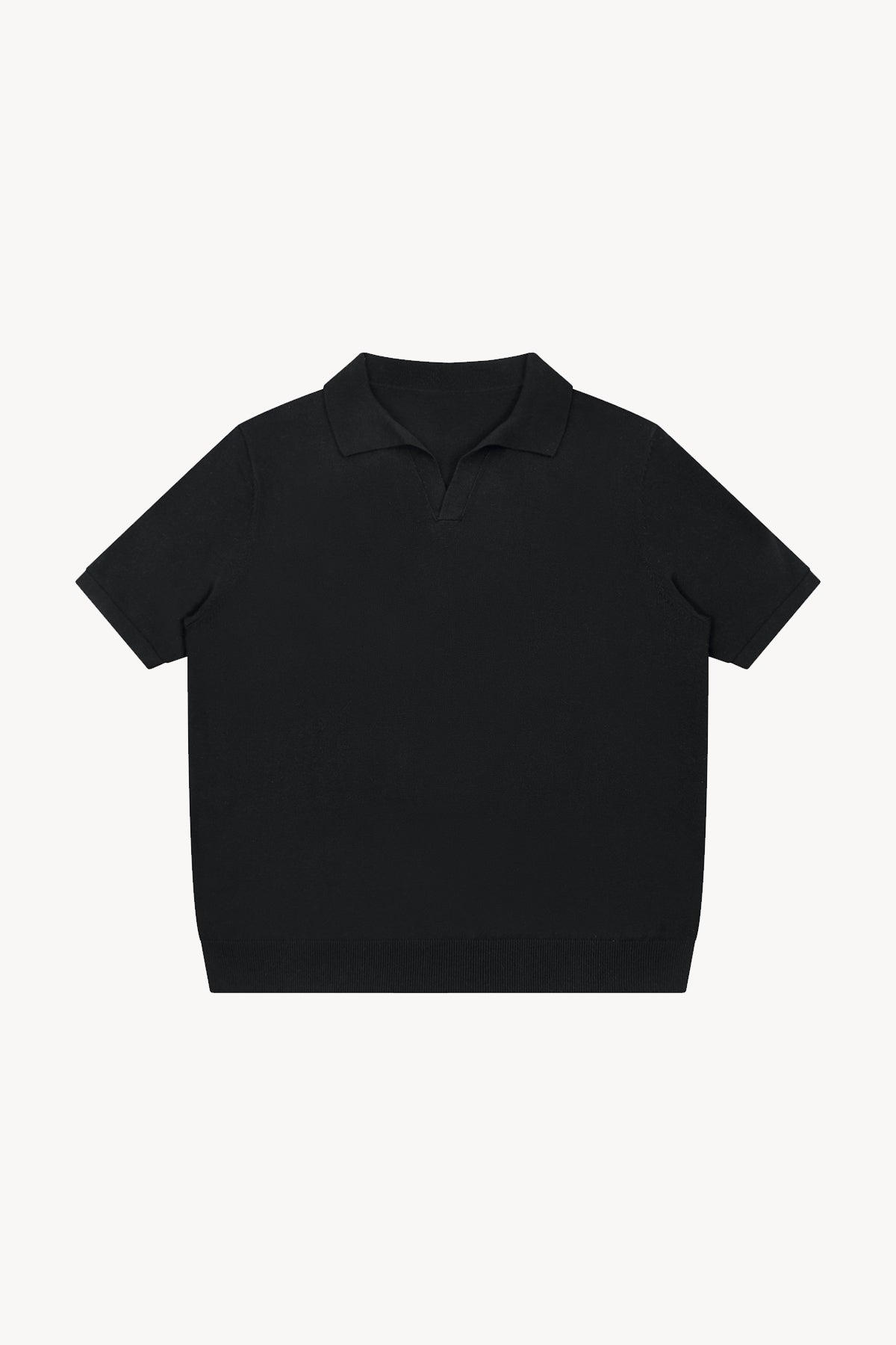 Heavyweight Oversized Polo Shirt - Black