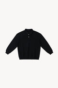 Heavyweight Polo-Collar Sweatshirt - Black
