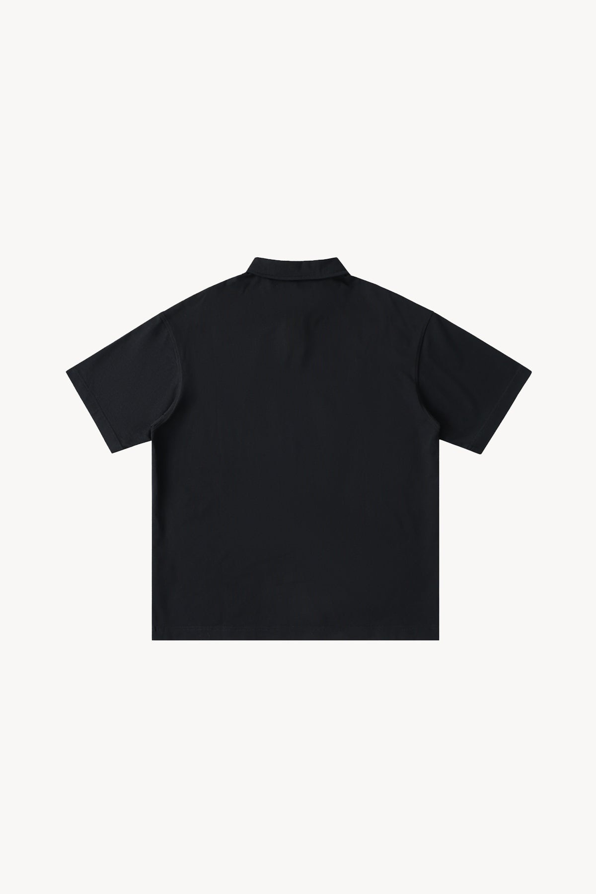 Loose Cotton Short-Sleeve Polo Shirt - Black