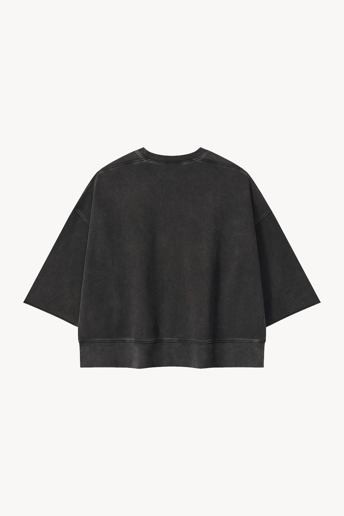 Mineral Wash Boxy Raw Edge T-Shirt - Black