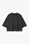 Mineral Wash Boxy Raw Edge T-Shirt - Black