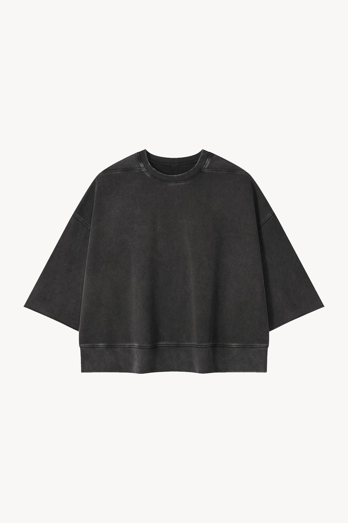 Mineral Wash Boxy Raw Edge T-Shirt - Black