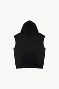 Panel Mesh Sleeveless Hoodie - Black