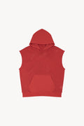 Panel Mesh Sleeveless Hoodie - Red