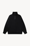 Quarter-Zip Drop Shoulder Sweatshirt - Black