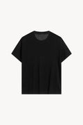 Sheer Lyocell Blend Boxy T-Shirt - Black