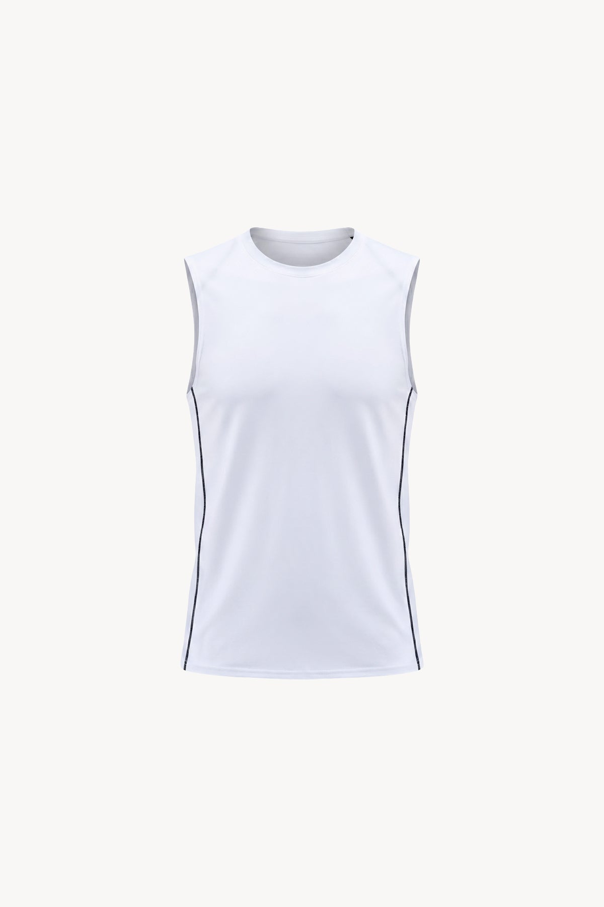 Slim-Fit Topstitch Tank Top - White