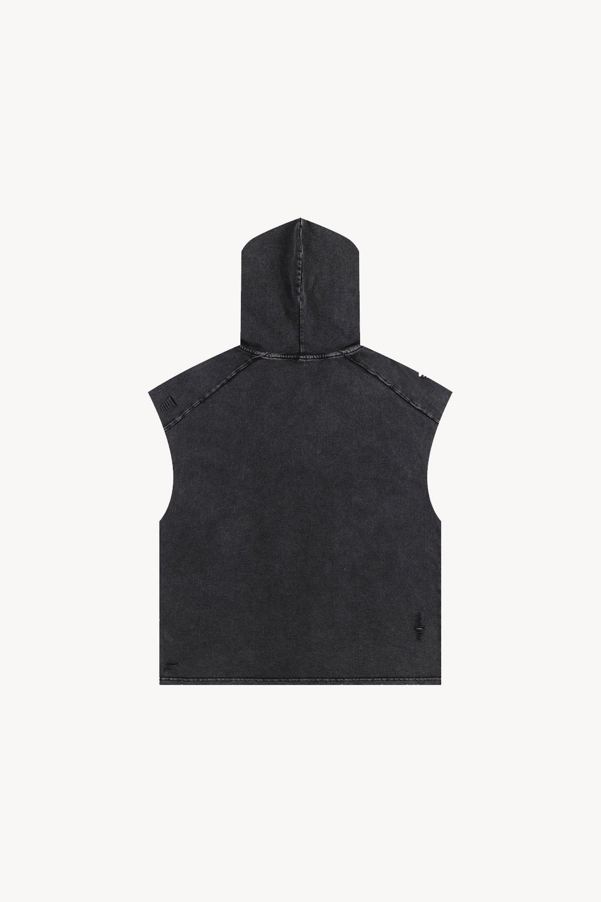 Snow Washed Boxy Hooded Tank Top - Black