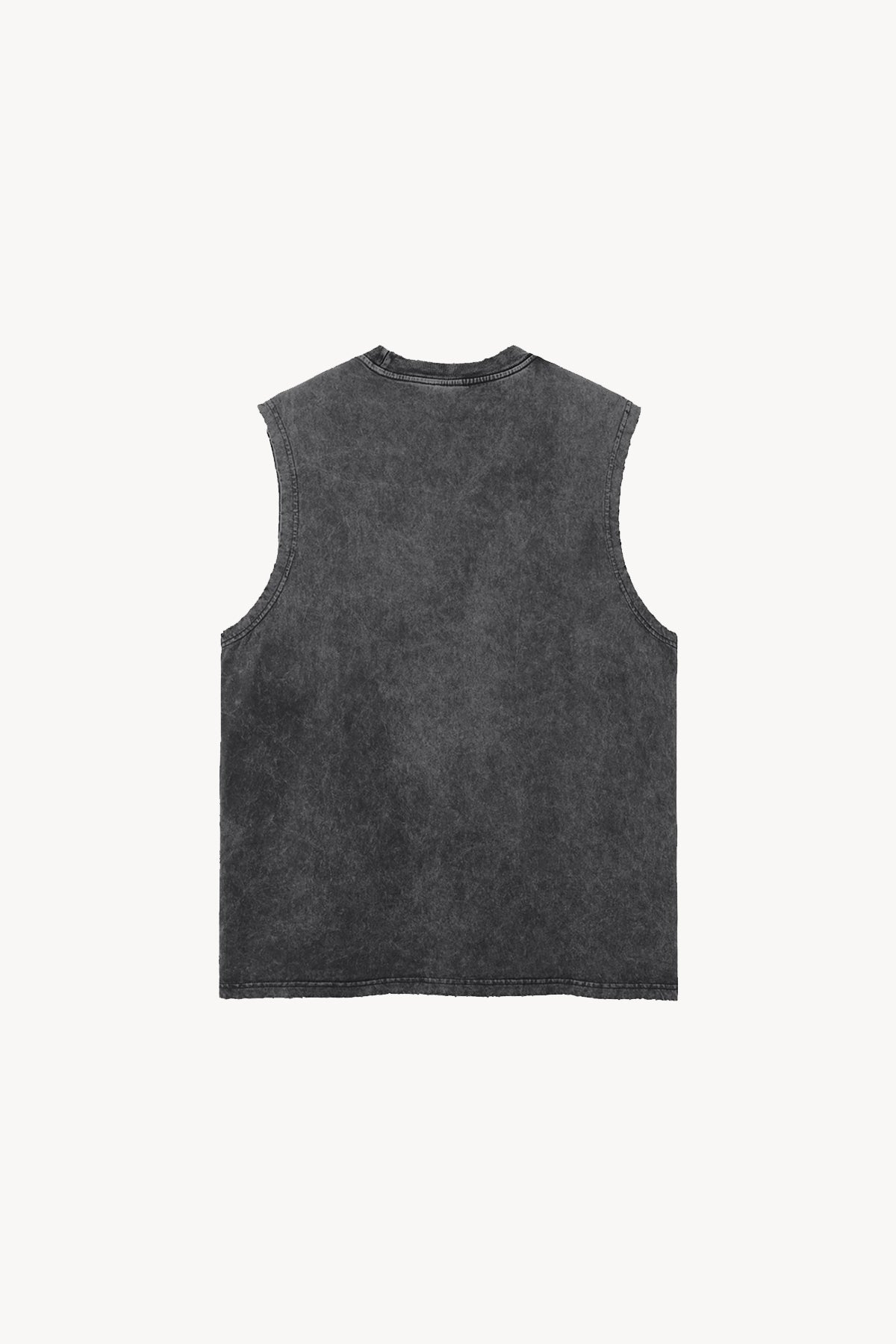 Snow Washed Frayed Hem Tank Top - Black