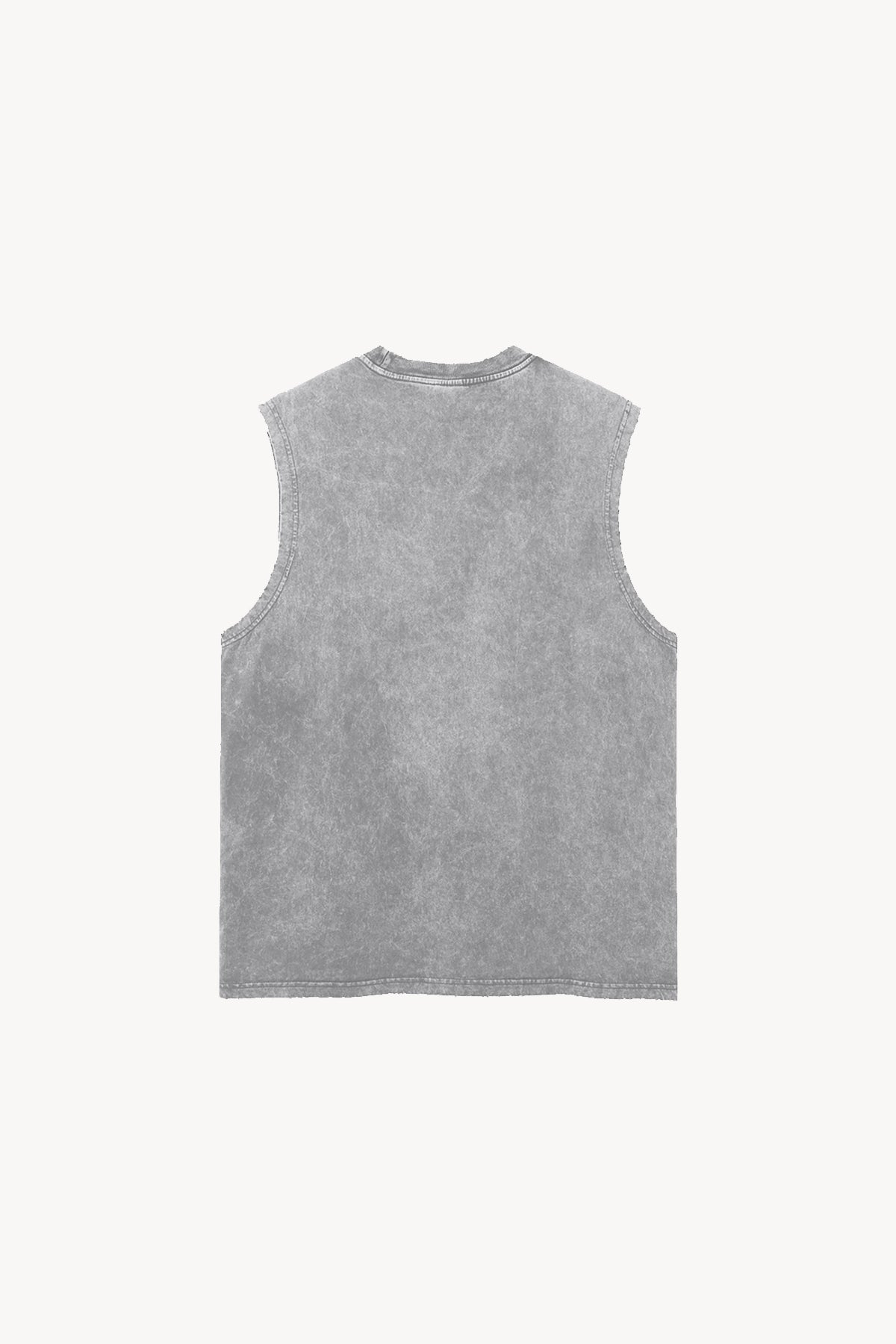 Snow Washed Frayed Hem Tank Top - Light Gray
