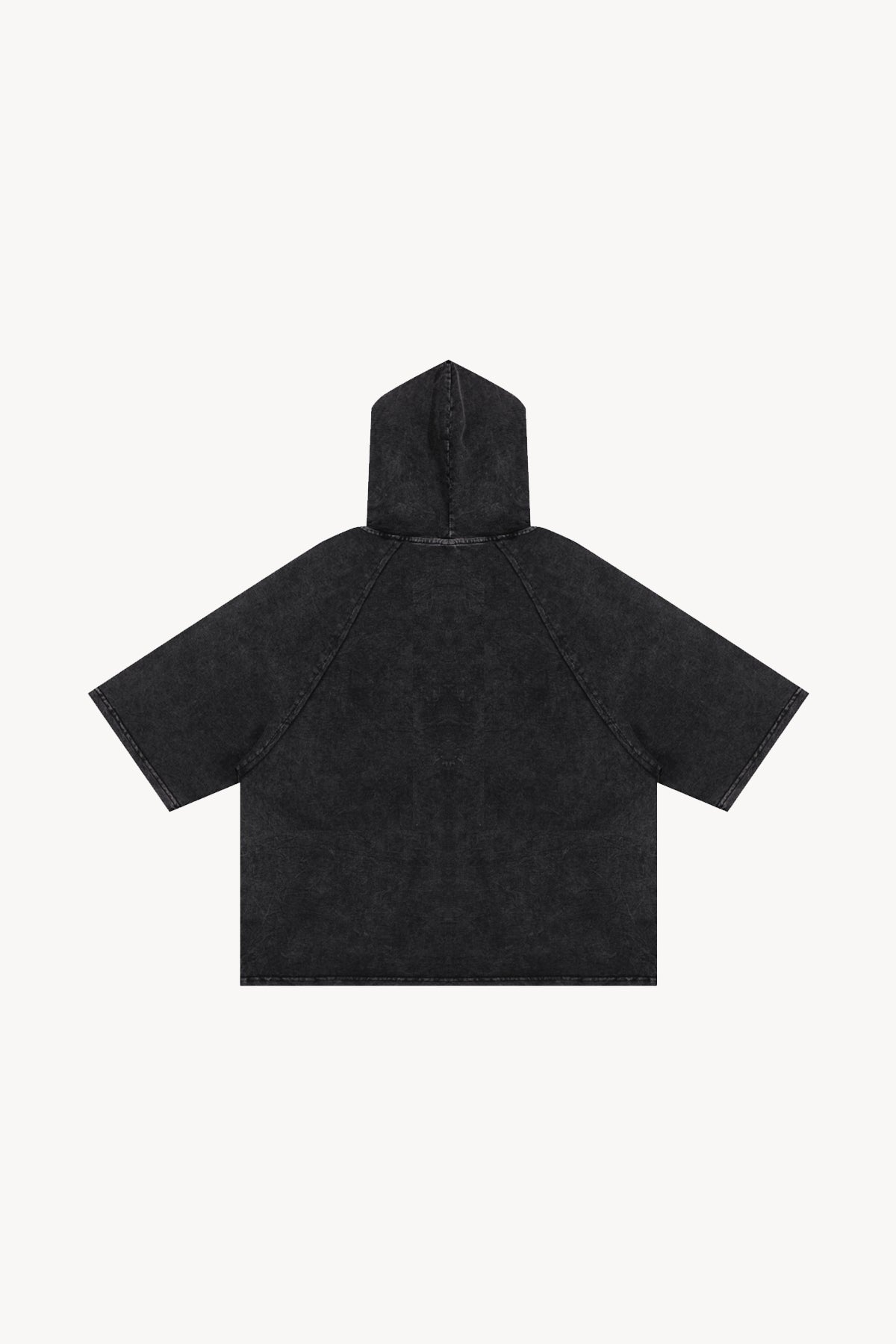 Snow Washed Hooded Boxy T-Shirt - Black