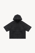 Snow Washed Hooded Boxy T-Shirt - Black