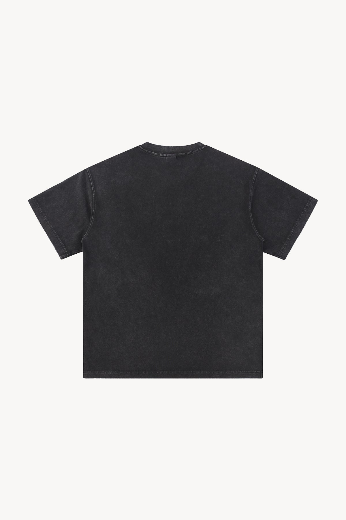 Snow Washed V-Neck Cotton T-Shirt - Black