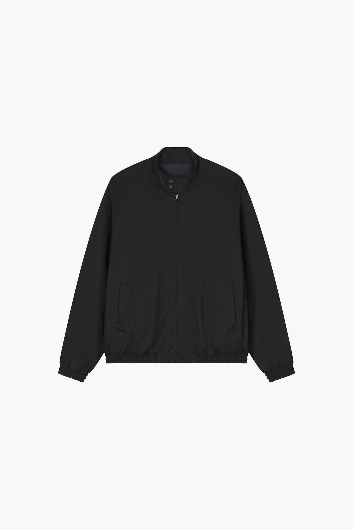 Stand Collar Bomber Jacket - Black