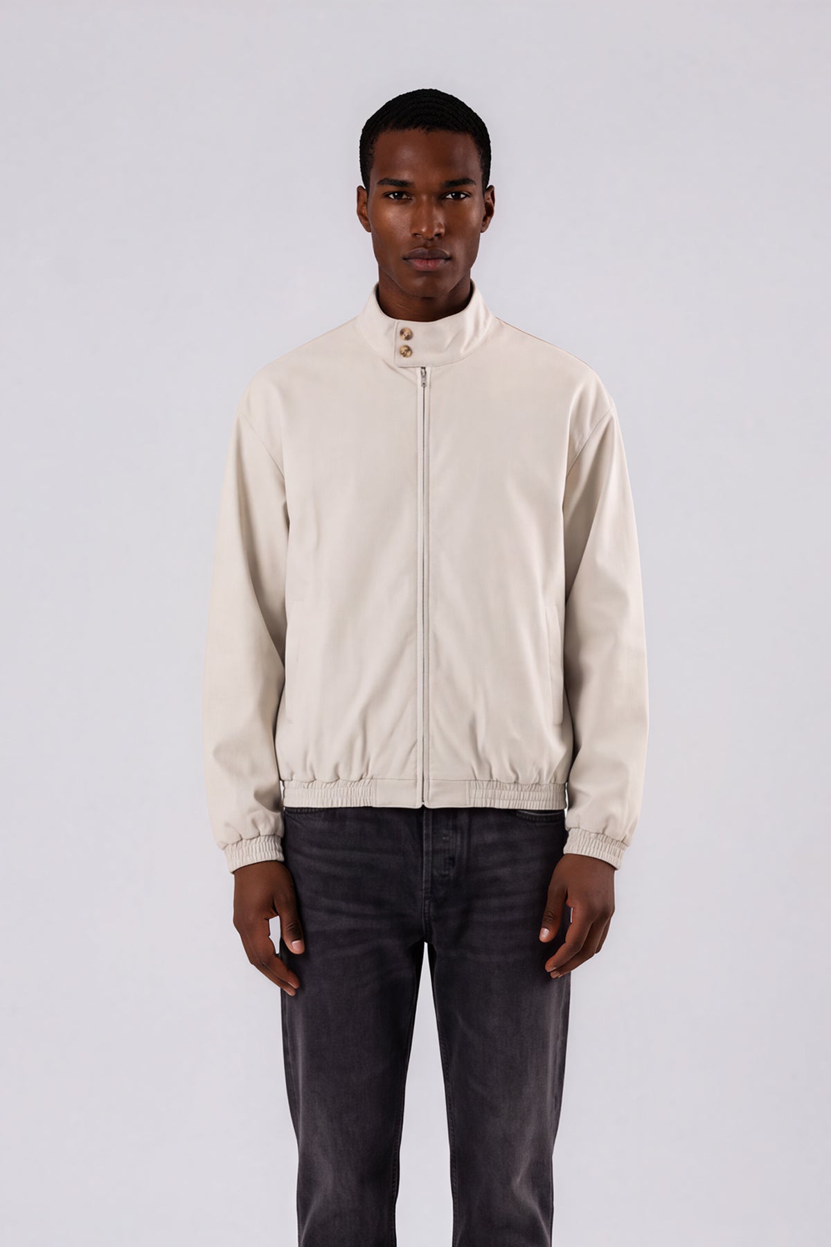 Stand Collar Bomber Jacket - Camel