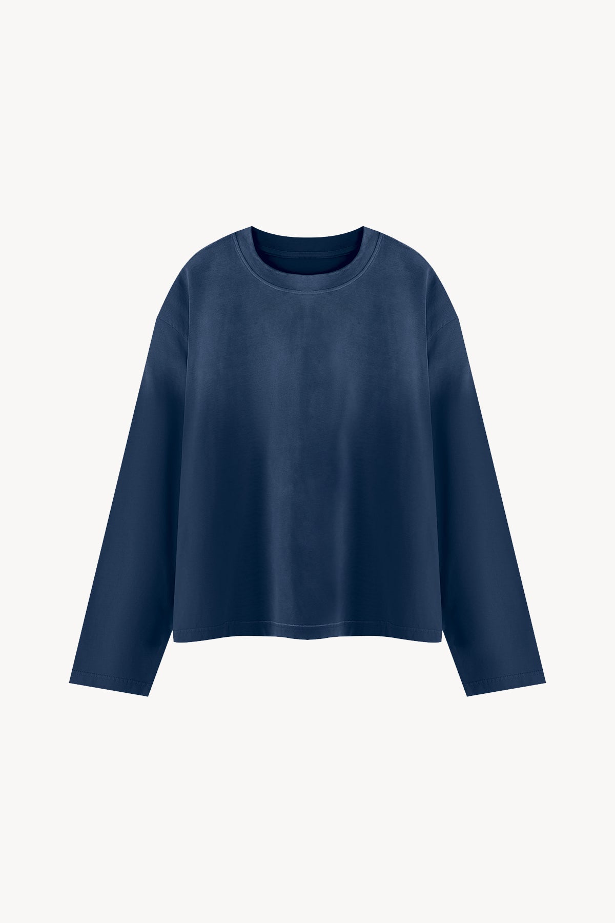 Sunfade Boxy Long Sleeve T-Shirt - Navy Blue