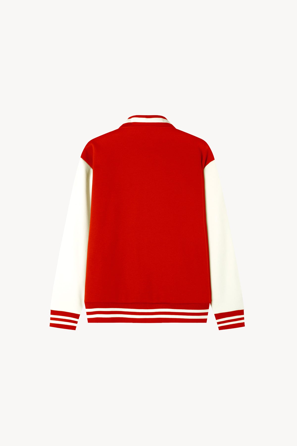 Two-Tone Fleeced Varsity Jacket - Red