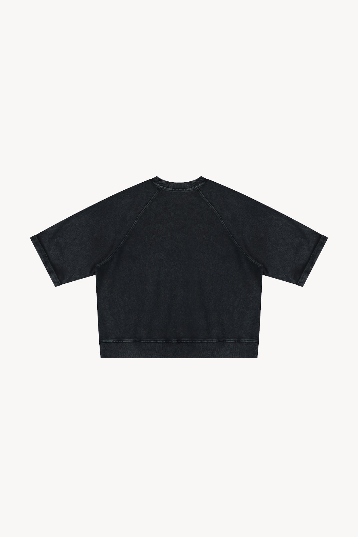 Vintage Wash Boxy Short Sleeve Sweatshirt - Black