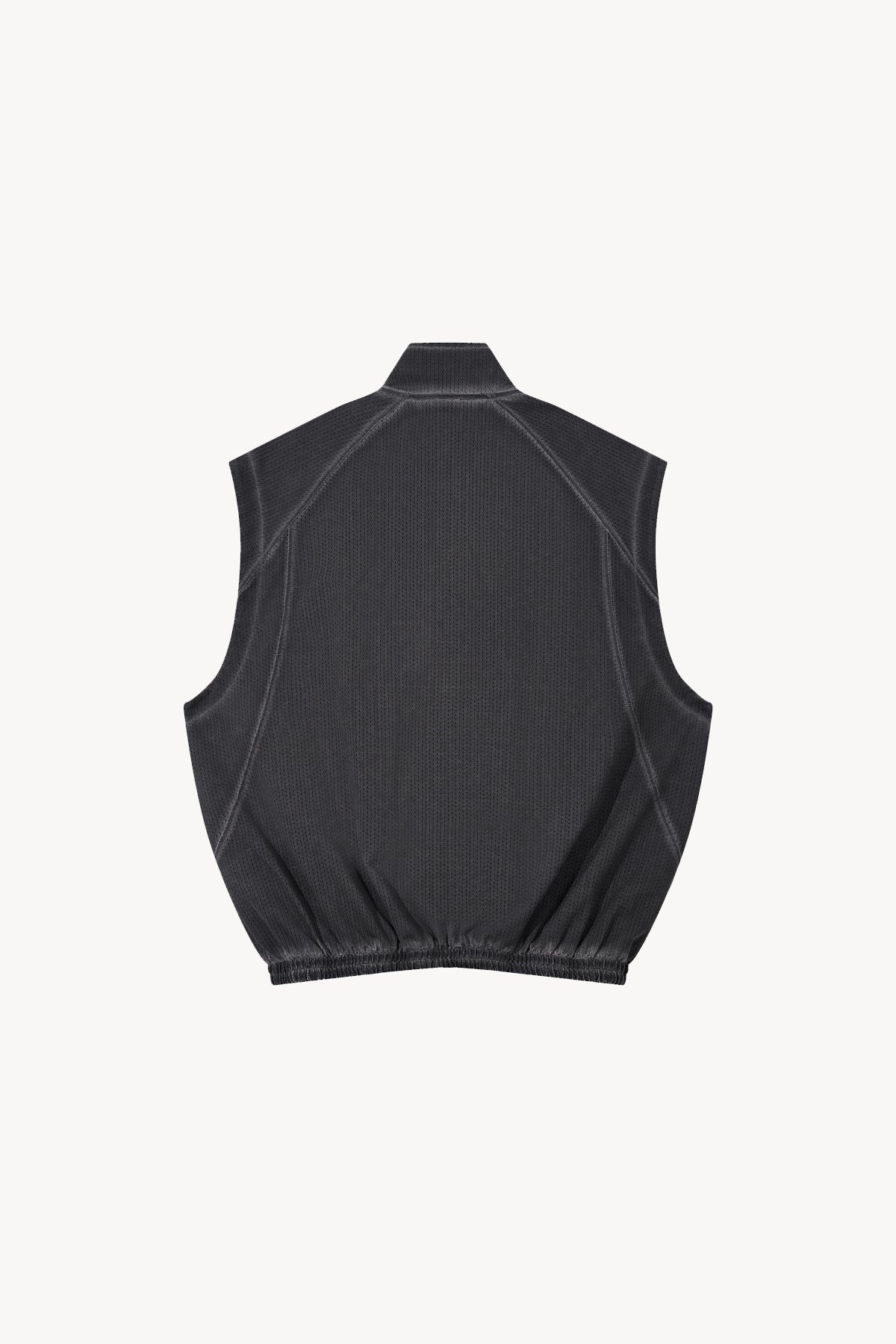 Vintage Wash Mesh Full-Zip Vest - Dark Gray