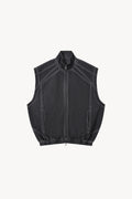 Vintage Wash Mesh Full-Zip Vest - Dark Gray