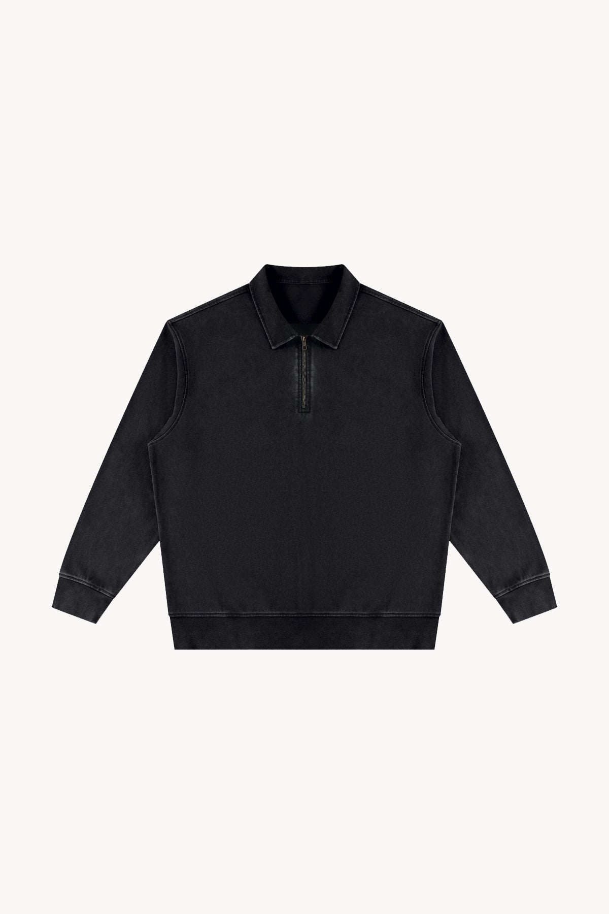 Vintage Wash Quarter-Zip Sweatshirt - Black