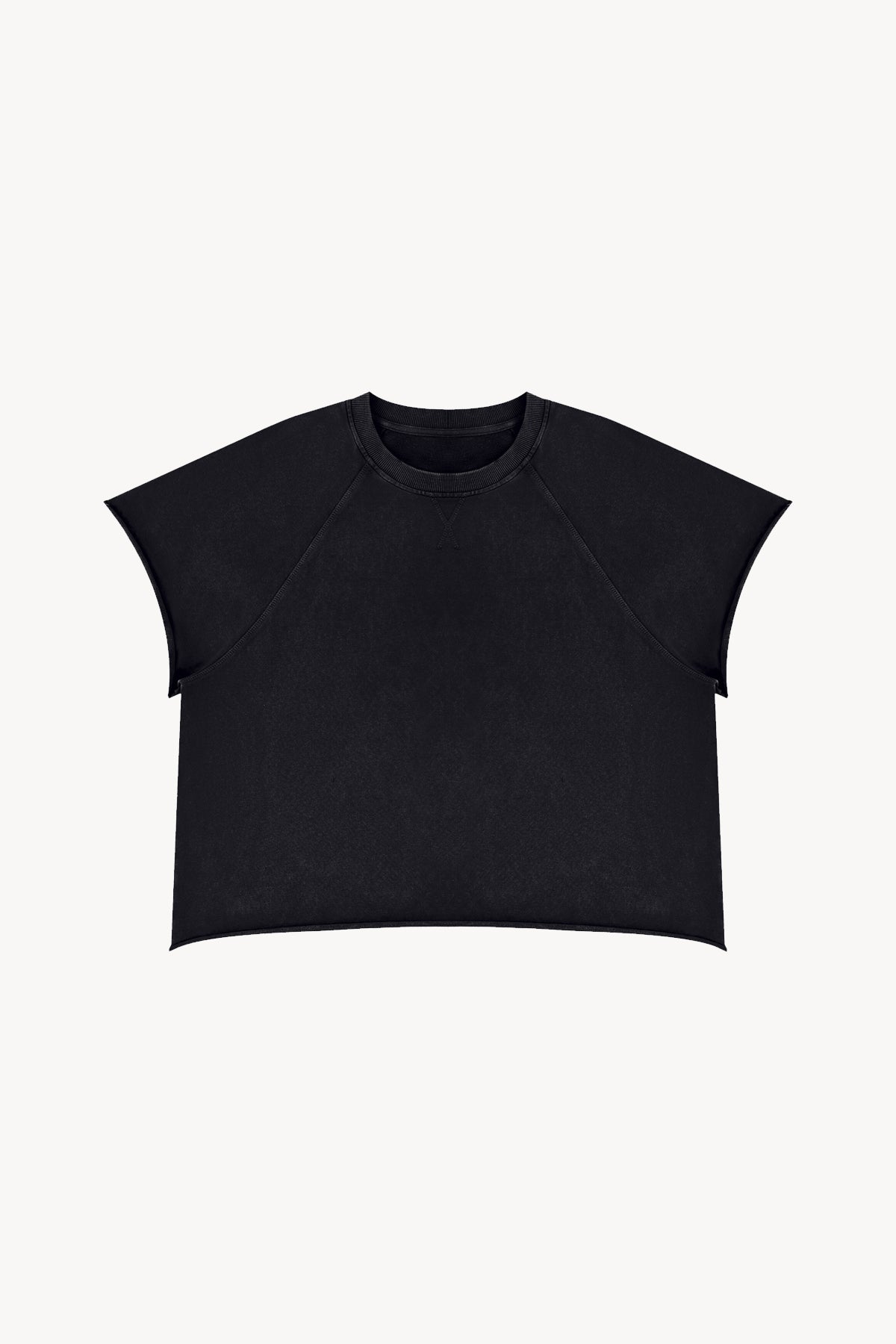 Vintage Wash Raw Edge T-Shirt - Black