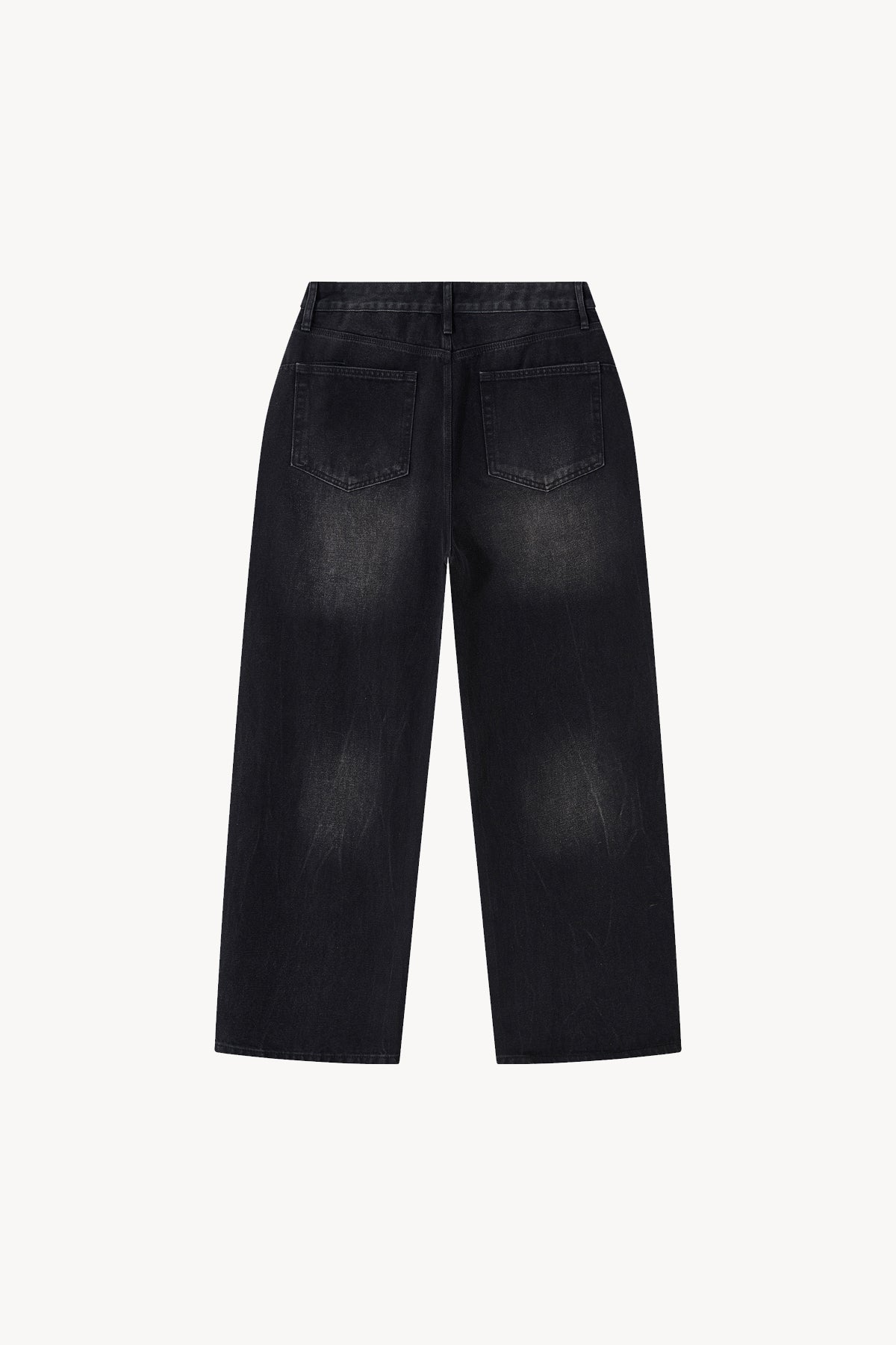 Vintage Wash Wide Leg Jeans - Black
